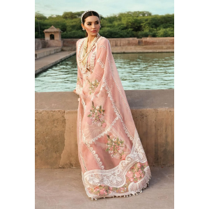 Crimson pink 3PC Embroidered Lawn Suit with Embroidered organza Dupatta -GA1021210