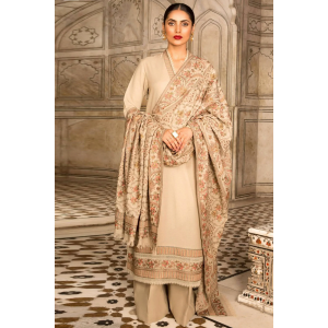 3PC Embroidered Dhanak Suit with Heavy Embroidered Shawal -GA102138
