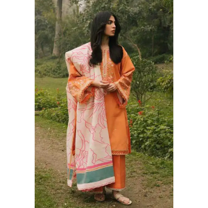 Embroidered Lawn 3pc with Organza dupatta-GA1696