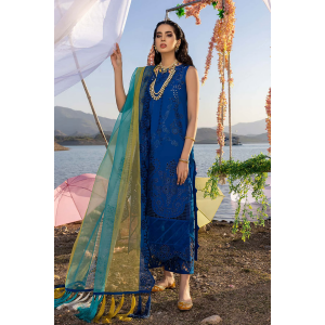 3PC Embroidered Lawn Suit with Organza Dupatta - GA10273