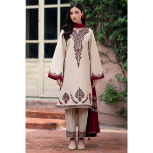 Embroidered Dhanak 3pc with Whool Shawal- GA1972