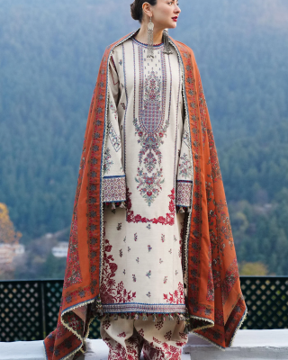 3PC Embroidered Lawn Suit with Printed Chiffon Dupatta -GA2010