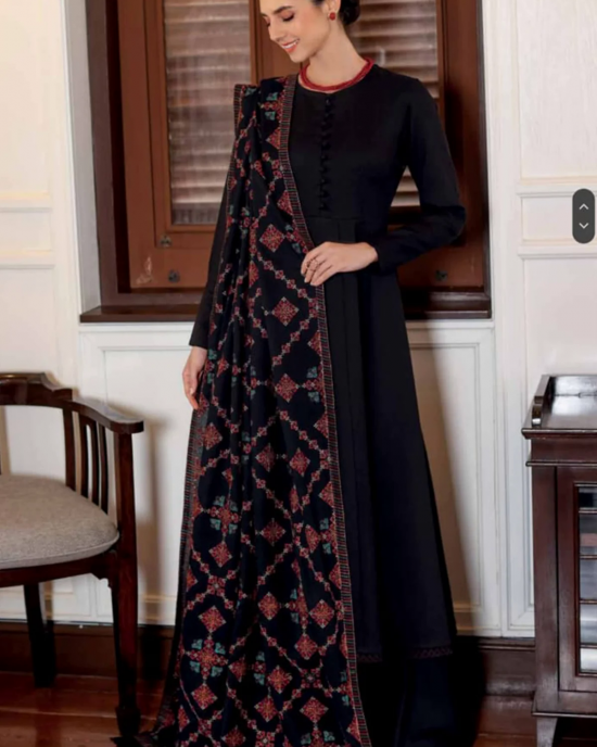 3PC Dhanak with Embroidered Shawl - GA1789 3PC Dhanak with Embroidered Shawl - GA1789