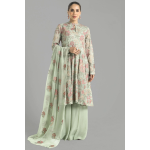 Embroidered Lawn 3pc with Embroidered Chiffon Dupatta- GA1915