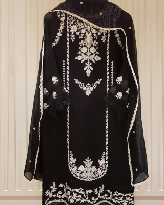 Heavy Embroidered  with Embroidered Organza dupatta-Ga1680