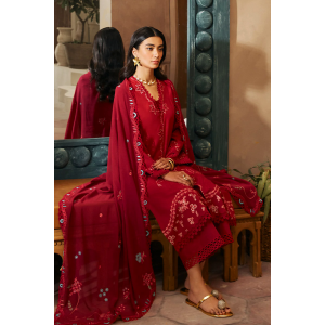 3PC Embroidered Lawn Suit with pure chiffon Dupatta -GA2042