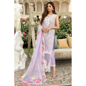 Crimson Purple Embroidered Lawn 3pc with Embroidered Slub Net dupatta-GA1724