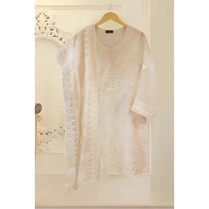 Heavy Embroidered  with Embroidered Organza dupatta-Ga1661