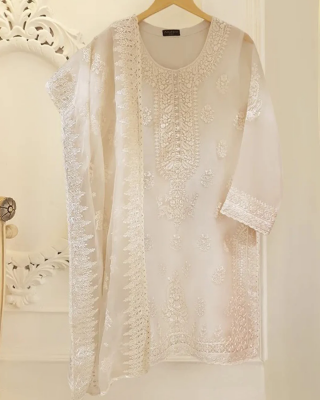 Heavy Embroidered  with Embroidered Organza dupatta-Ga1661