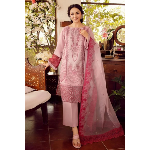 Luxury Embroidered Lawn 3Pc with Embroidered Organza Dupata-Ga1634