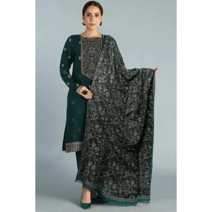 3PC Embroidered Dhanak Suit with Heavy Embroidered Shawal -GA102127