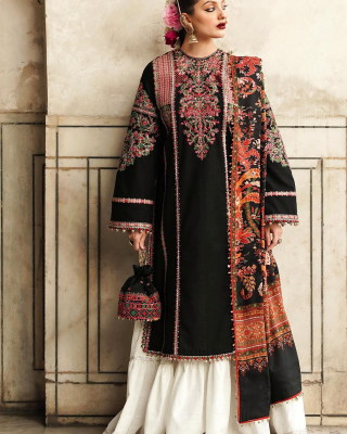 3PC Embroidered Lawn Suit with Printed Chiffon Dupatta -GA2004