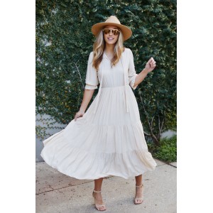 Colson 3/4 Sleeve Tiered Midi Dress