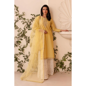 Batik 3PC Lawn Embroidered Shirt with Embroidered Organza Dupatta- GA2039