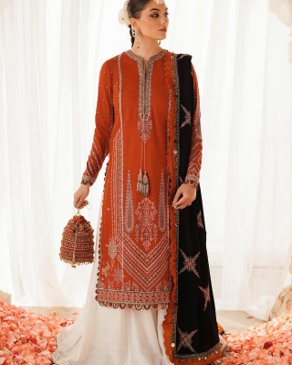 3PC Embroidered Lawn Suit with Embroidered Orgazna Dupatta -GA2030