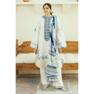 Embroidered Lawn 3pc with Silk Printed Chiffon Dupatta - GA1888