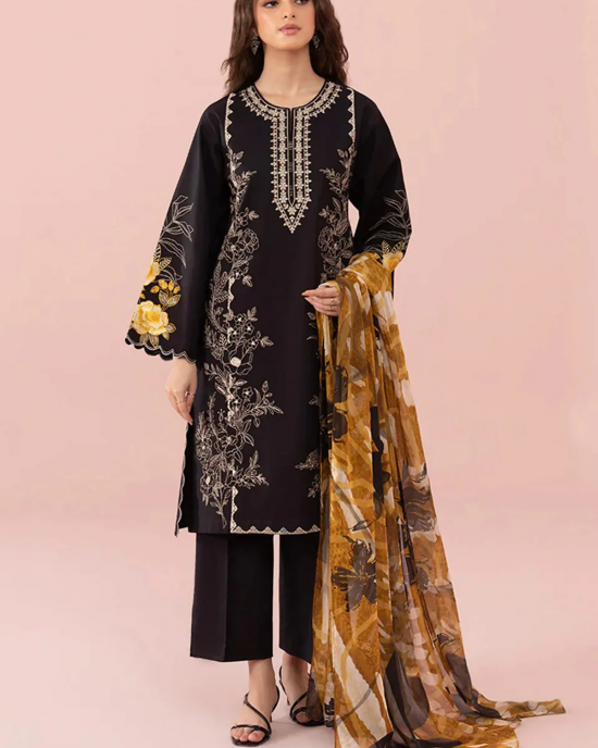 Sapphire 3PC Dhanak with Printed chiffon duppata - GA1790 Sapphire 3PC Dhanak with Printed chiffon duppata - GA1790
