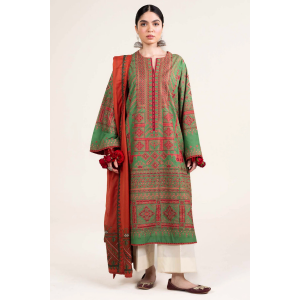 Embroidered Lawn 3pc with Chiffon Dupatta- GA1911