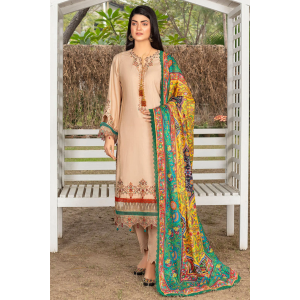 Farsiris Luxury Embroidered Dhanak 3pc With Printed Whool Shawal-GA1933