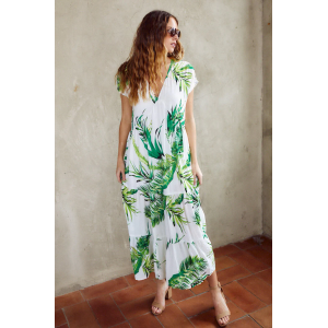 Natalie Tiered Palm Maxi Dress
