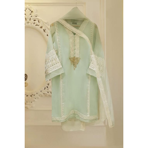 Heavy Embroidered  with hand work 3pc with  organza dupatta-GA10166