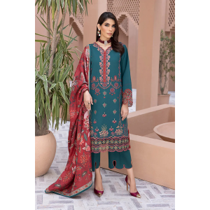 Winter 3PC Embroidered Dhanak with Printed Shawl - GA1786