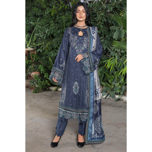 Samoan Embroidered Dhanak 3Pc With Printed Shawal -GA1926