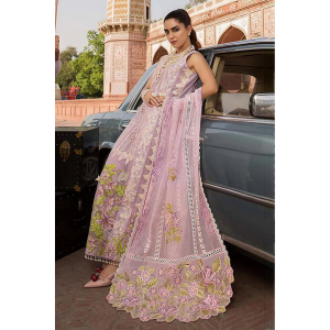 Crimson Purple Embroidered Lawn 3pc with Embroidered Slub Net dupatta-GA2019