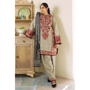 Embroidered Lawn 3pc with Silk Printed Chiffon Dupatta - GA1881