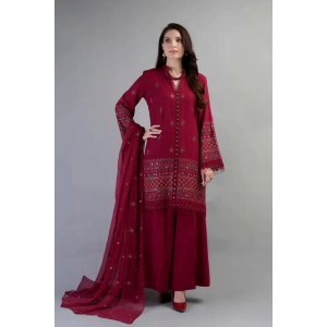 Embroidered Lawn 3pc with Embroidered Crinkle Chiffon Dupatta- GA2025