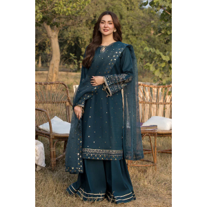 3PC Lawn Embroidered Shirt with Embroidered Organza Dupatta- GA2037