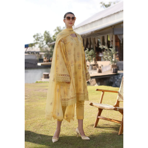 Embroidered Lawn 3pc with Embroidered Crinkle Chiffon Dupatta- GA2032