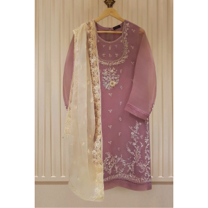 Heavy Embroidered  with Embroidered Organza dupatta-Ga1660