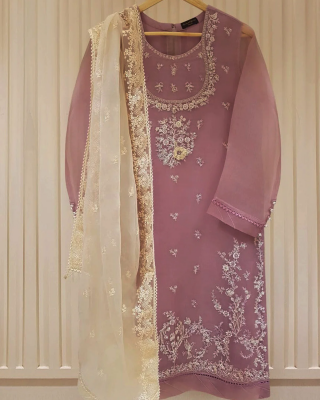 Heavy Embroidered  with Embroidered Organza dupatta-Ga1660
