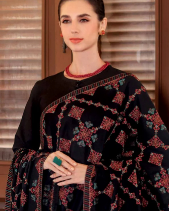 3PC Dhanak with Embroidered Shawl - GA1789 3PC Dhanak with Embroidered Shawl - GA1789