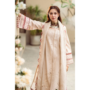 Embroidered Lawn 3pc with Embroidered Slub Net dupatta-GA2028