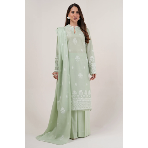 Embroidered Lawn 3pc with Embroidered Chiffon Dupatta- GA1994