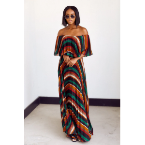 Elodie Off The Shoulder Striped Maxi