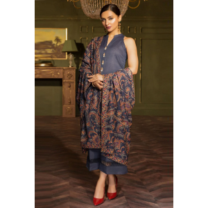 3PC Embroidered Dhanak Suit with Heavy Embroidered Shawal -GA102135