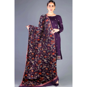 3PC Embroidered Dhanak Suit with Heavy Embroidered Shawal -GA102129