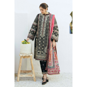 Embroidered Lawn 3pc with Silk Printed Chiffon Dupatta - GA1883