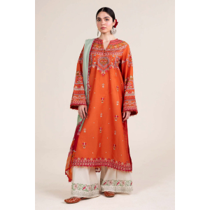 Embroidered Lawn 3pc with Chiffon Dupatta- GA1909
