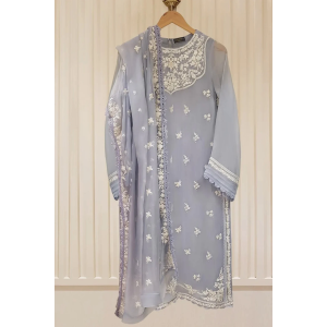 Heavy Embroidered  with Embroidered Organza dupatta-Ga1658