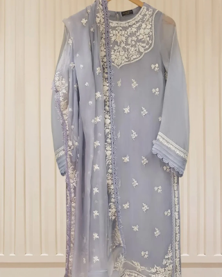 Heavy Embroidered  with Embroidered Organza dupatta-Ga1658