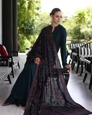 3PC Dhanak Suit with Heavy Embroidered Shawal -GA1983