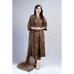 Embroidered Lawn 3pc with Embroidered Crinkle Chiffon Dupatta- GA2024