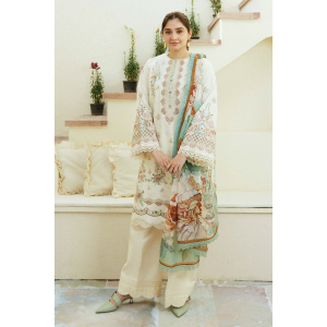 Embroidered Lawn 3pc with Printed Chiffon Dupatta - GA1880