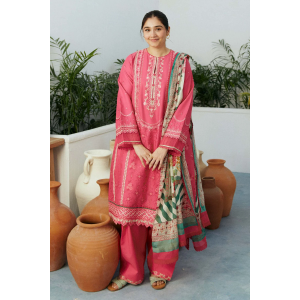 Embroidered Lawn 3pc with Silk Printed Chiffon Dupatta - GA1885