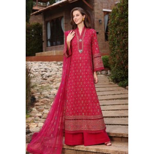 Embroidered Lawn 3pc with Embroidered Crinkle Chiffon Dupatta - GA1832