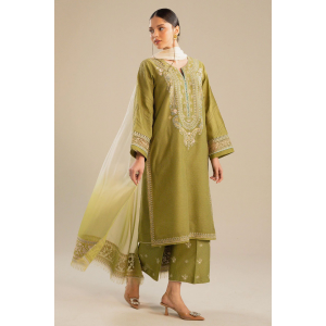 Embroidered Lawn 3pc with Embroidered Chiffon Dupatta- GA1900